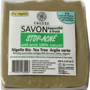 Jabón antiacné "stop acne" Nigella Tea Tree orgánico Arcilla verde