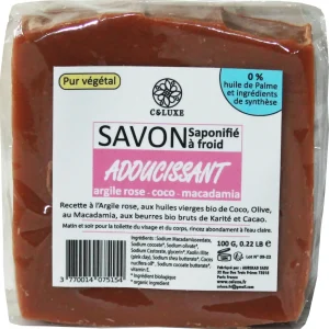 Jabon suavizante ARCILLA ROJA, coco, macadamia, saponificado en frio, 100% natural, artesanal